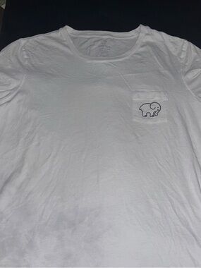 Ivory Ella White Crewneck Pocket Tee with Elephant Outline